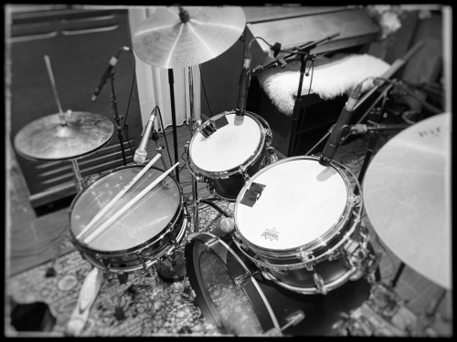 drumkit ready for recording